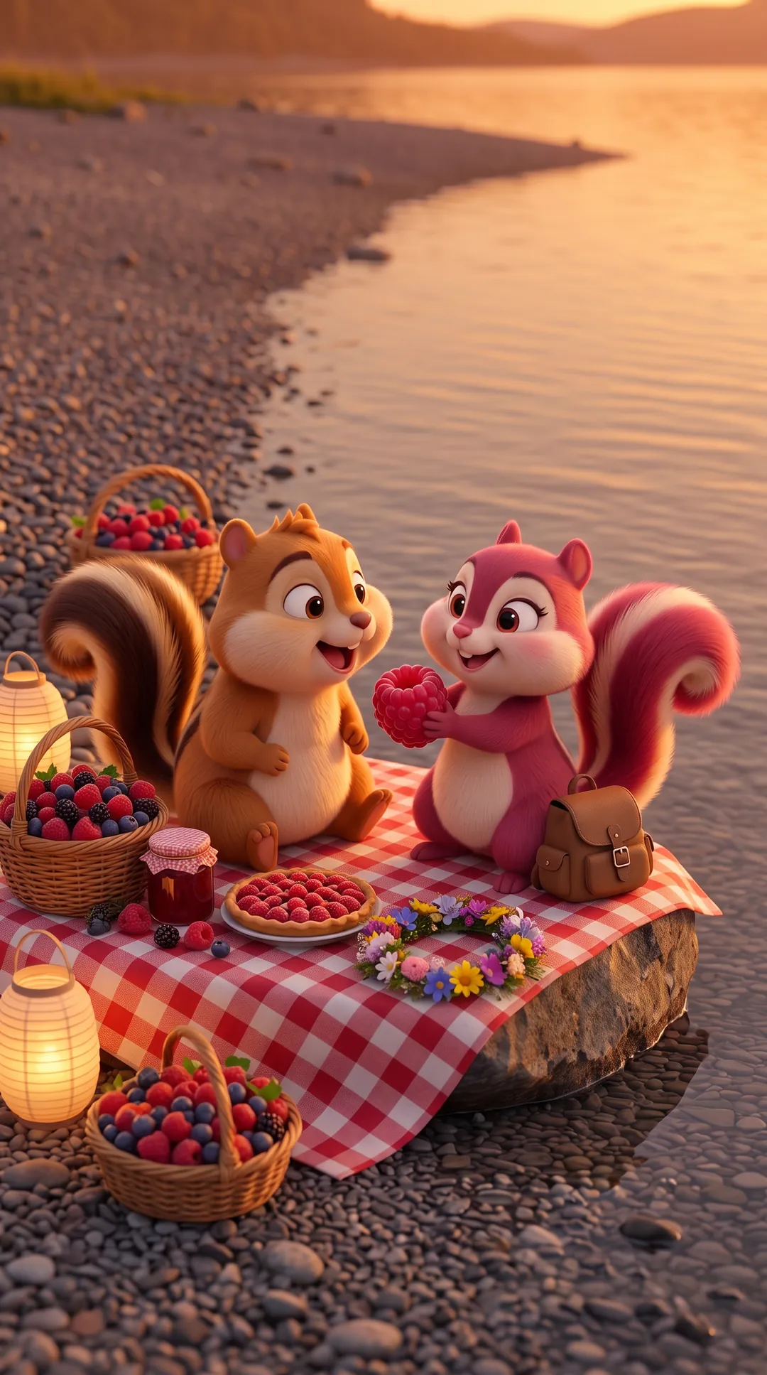A sunset picnic by the water